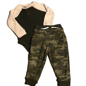 Garanimals Green Thermal Onesie and Camo Pants